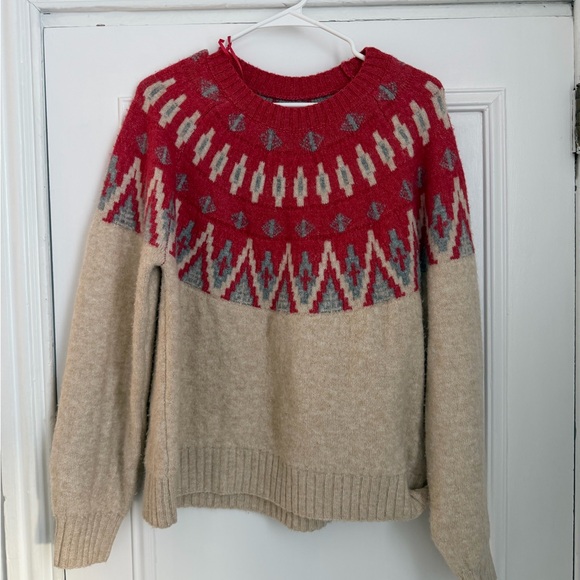 Lucky Brand Pink and Cream Fair Isle Sweater - Picture 2 of 3